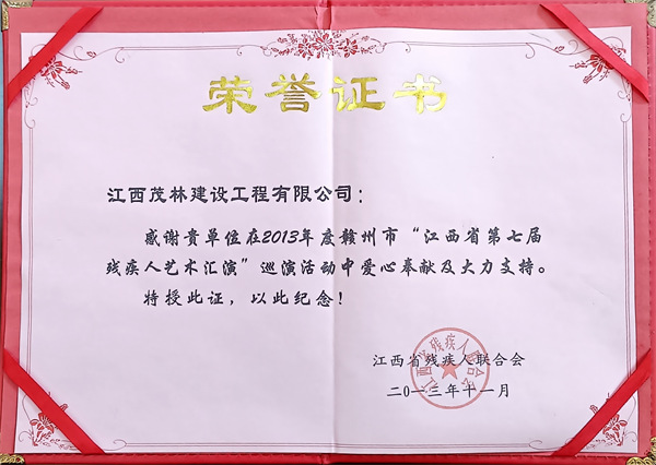 2013年“江西省第七屆殘疾人藝術(shù)匯演”